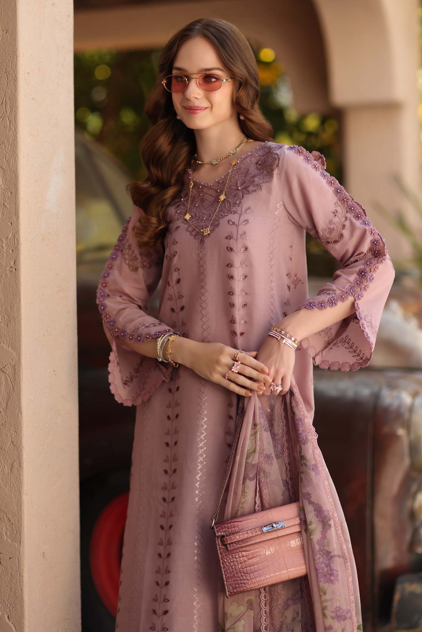 NOOR By Saadia Asad Luxe Chikankari D4-B Dusky Rose