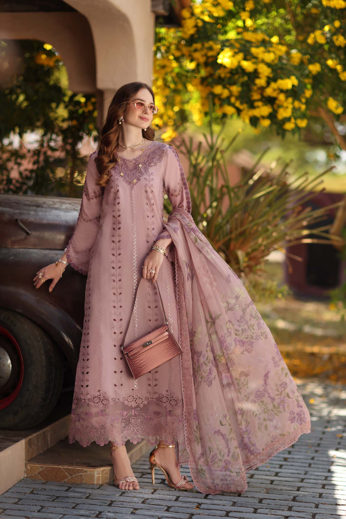 NOOR By Saadia Asad Luxe Chikankari D4-B Dusky Rose