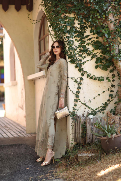 NOOR By Saadia Asad Luxe Chikankari D7-B Warm Gold Sage