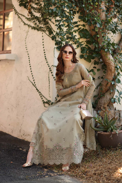 NOOR By Saadia Asad Luxe Chikankari D7-B Warm Gold Sage