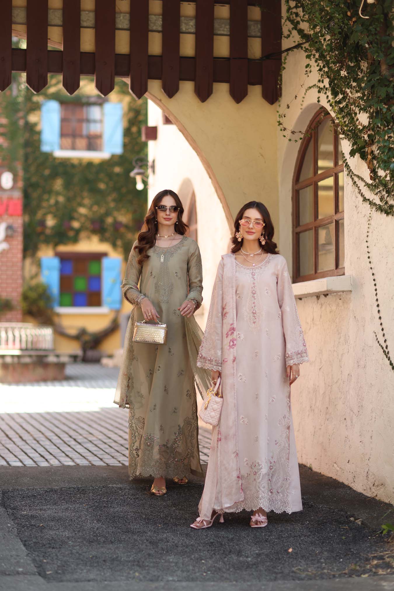 NOOR By Saadia Asad Luxe Chikankari D7-B Warm Gold Sage