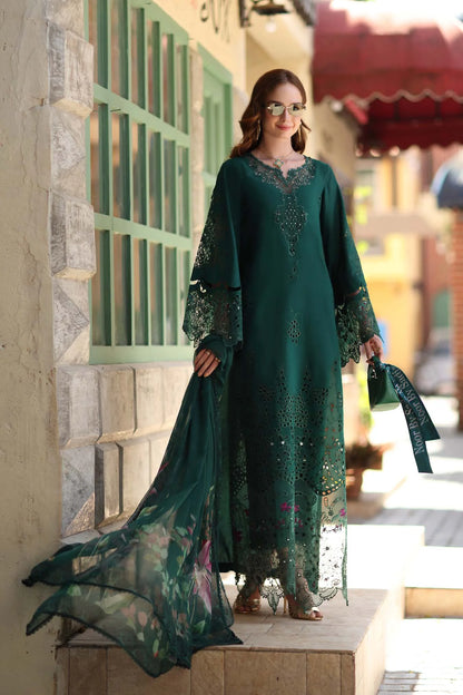 NOOR By Saadia Asad Luxe Chikankari D6-B Emerald Green