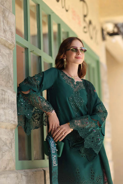 NOOR By Saadia Asad Luxe Chikankari D6-B Emerald Green
