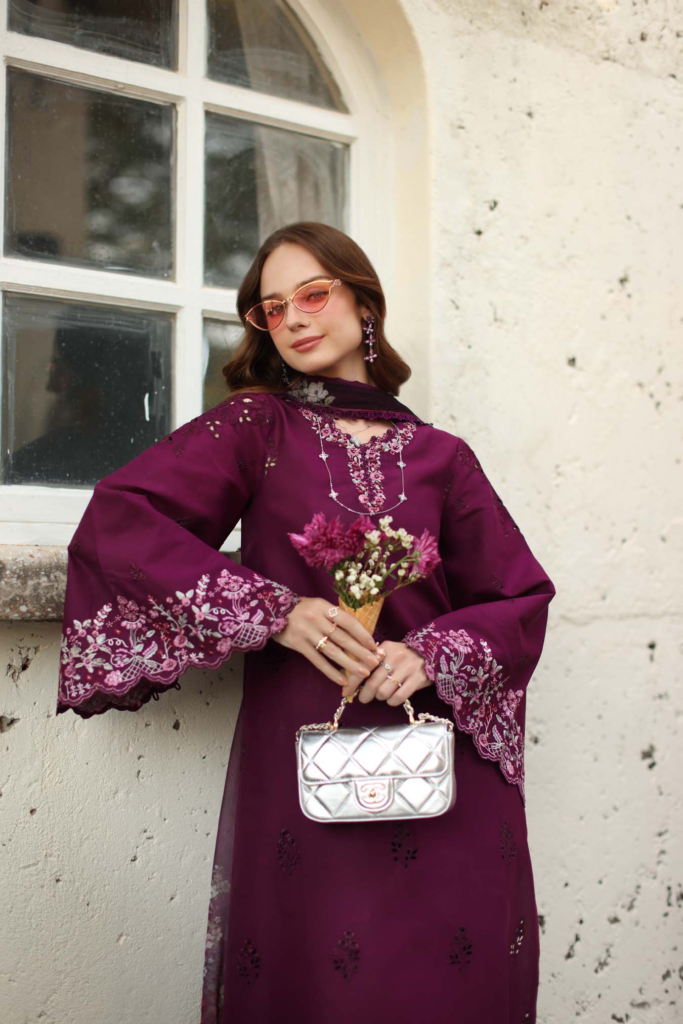 NOOR By Saadia Asad Luxe Chikankari D1-A Plumberry