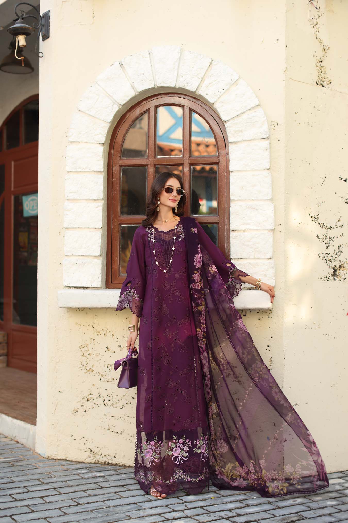 NOOR By Saadia Asad Luxe Chikankari D5-A Itten Plum