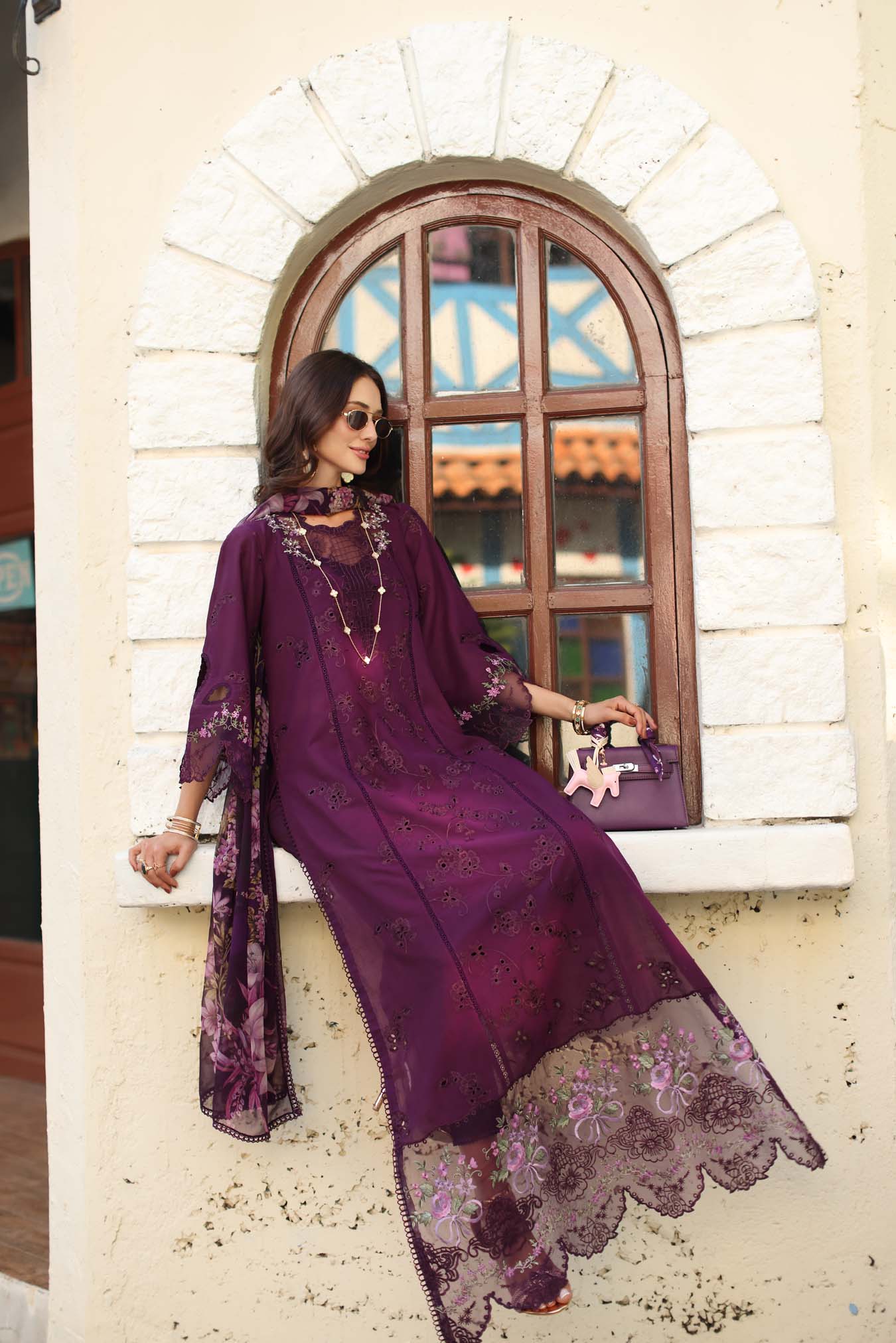 NOOR By Saadia Asad Luxe Chikankari D5-A Itten Plum