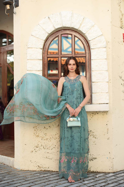 NOOR By Saad Asad Luxe Chikankari D5-B Turquoise Blue