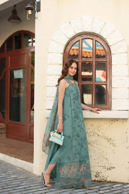 NOOR By Saad Asad Luxe Chikankari D5-B Turquoise Blue