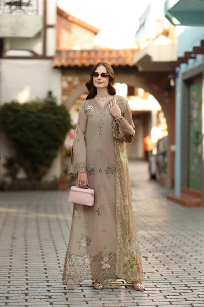 NOOR By Saadia Asad Luxe Chikankari D3-B Soft Mocha
