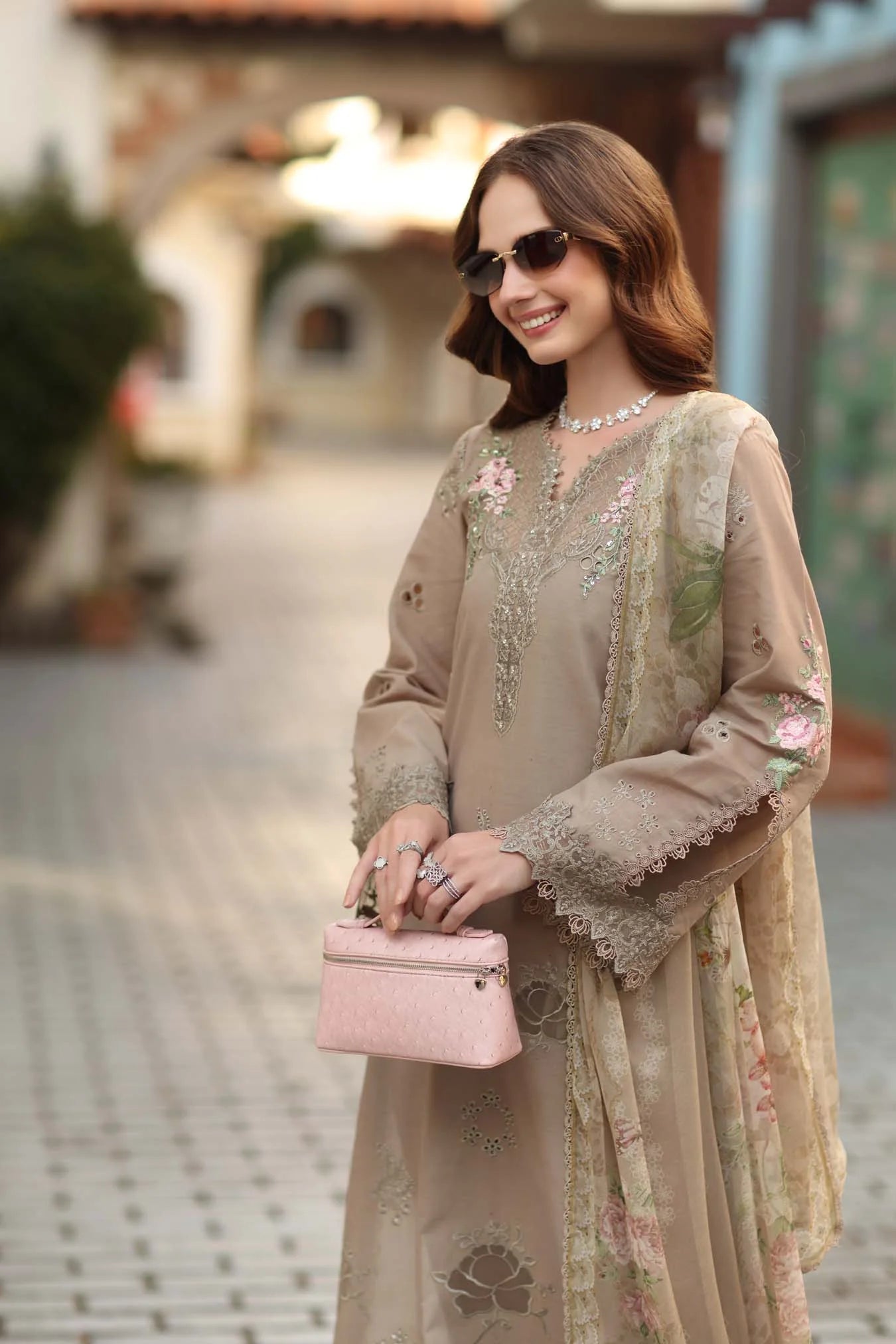 NOOR By Saadia Asad Luxe Chikankari D3-B Soft Mocha