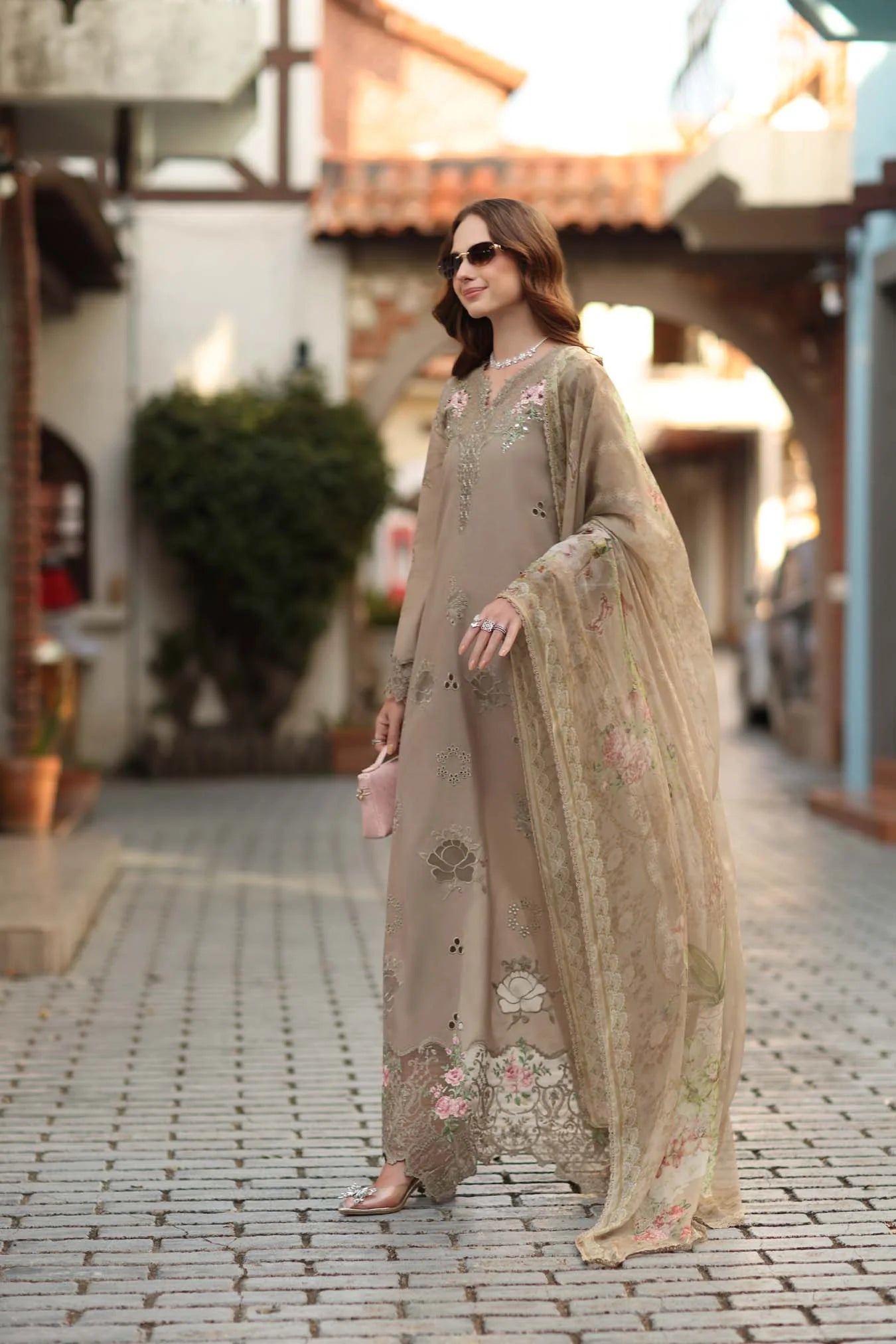 NOOR By Saadia Asad Luxe Chikankari D3-B Soft Mocha
