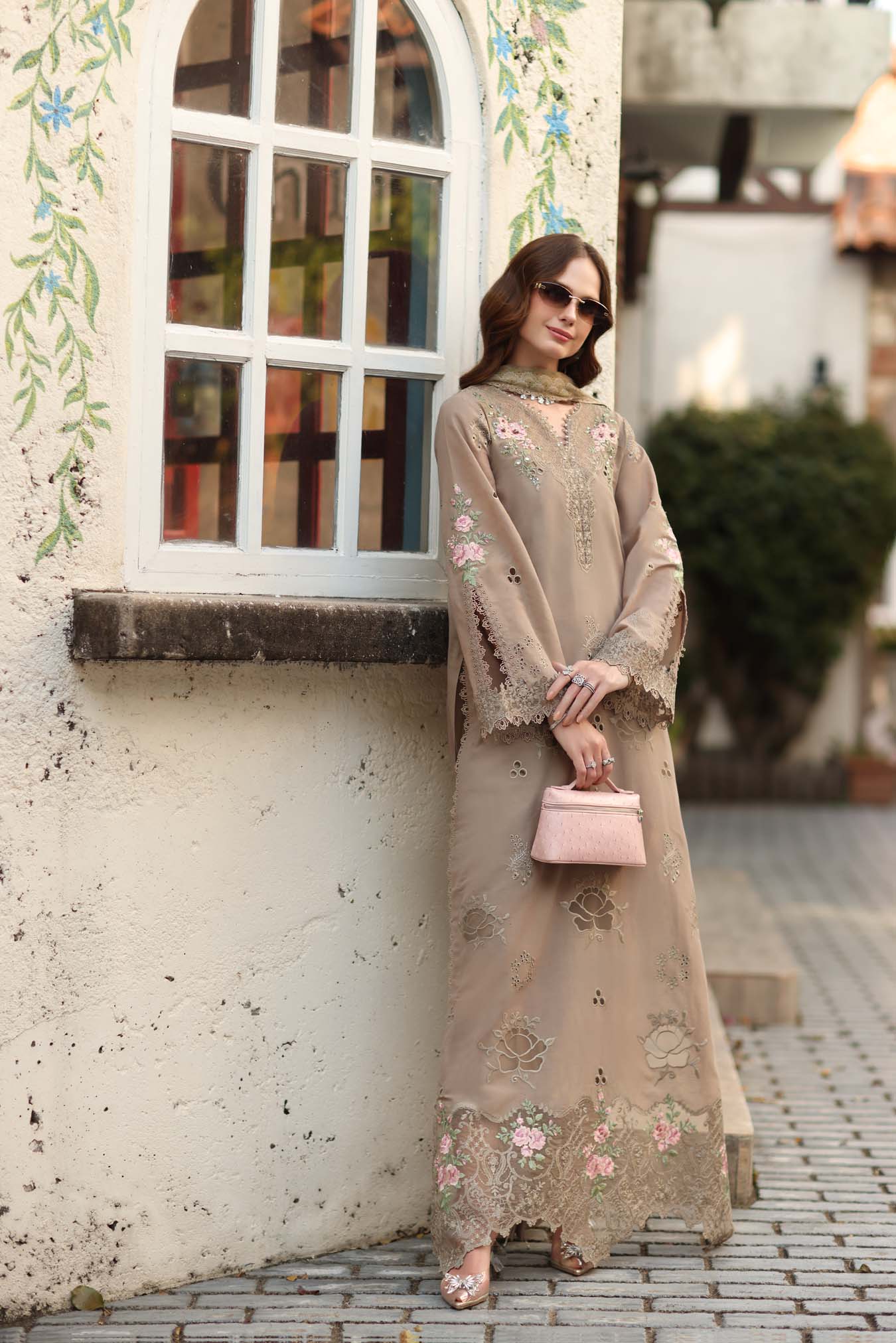 NOOR By Saadia Asad Luxe Chikankari D3-B Soft Mocha