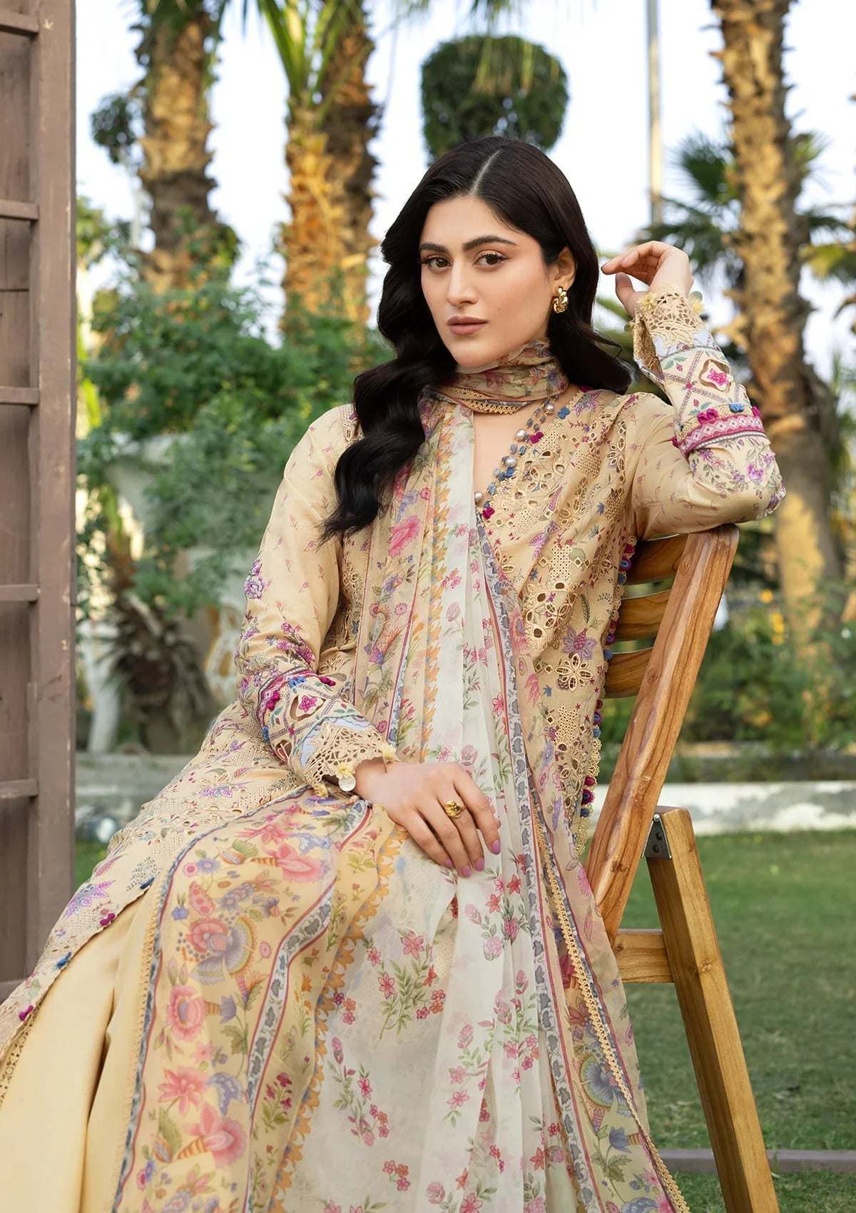 ELAF ERC-5B KHUSHEE Print ChikanKari