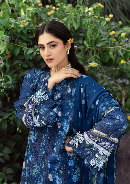 ELAF ERC-3B NEEL Print Chikankari Lawn