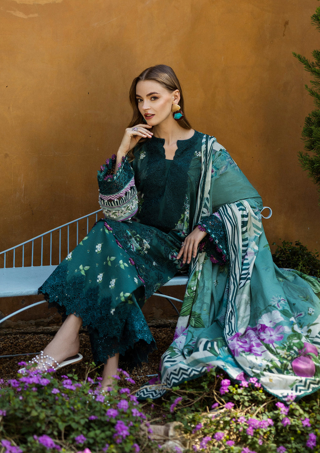 ELAF Print Chikankari ELK-07B JADE EMBRACE