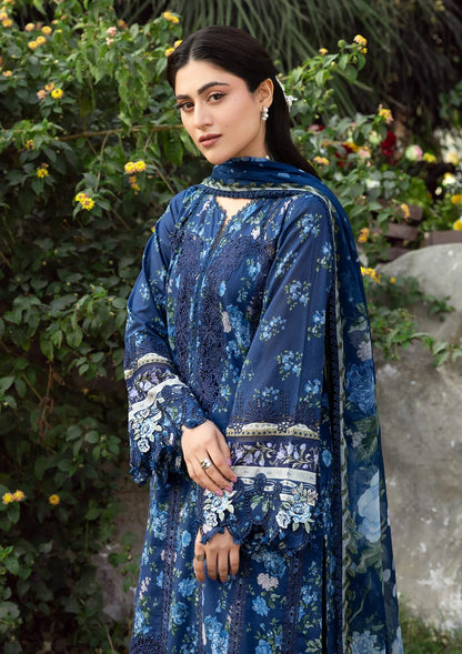 ELAF ERC-3B NEEL Print Chikankari Lawn
