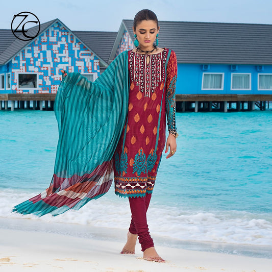 Zainab Chottani - 6A Rustic Bloom Luxury Lawn Chikankari