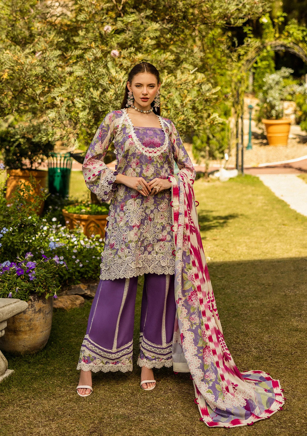 ELAF Print Chikankari ELK-02A PERIWINKLE