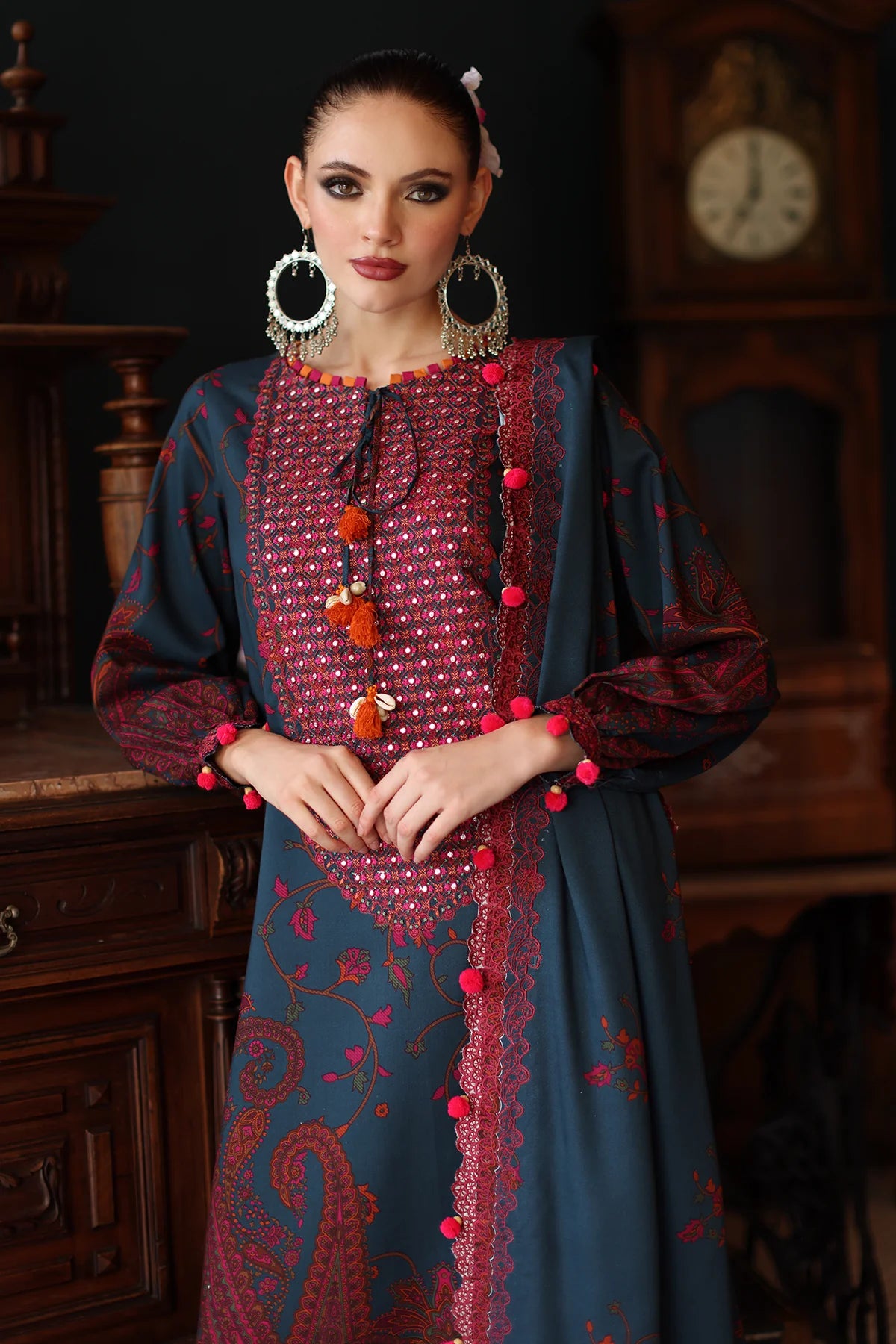 CHARIZMA Aniq Vol-01 2025 Fall Winter 3-PC Unstitched Embroidered Linen Collection ANW6-04