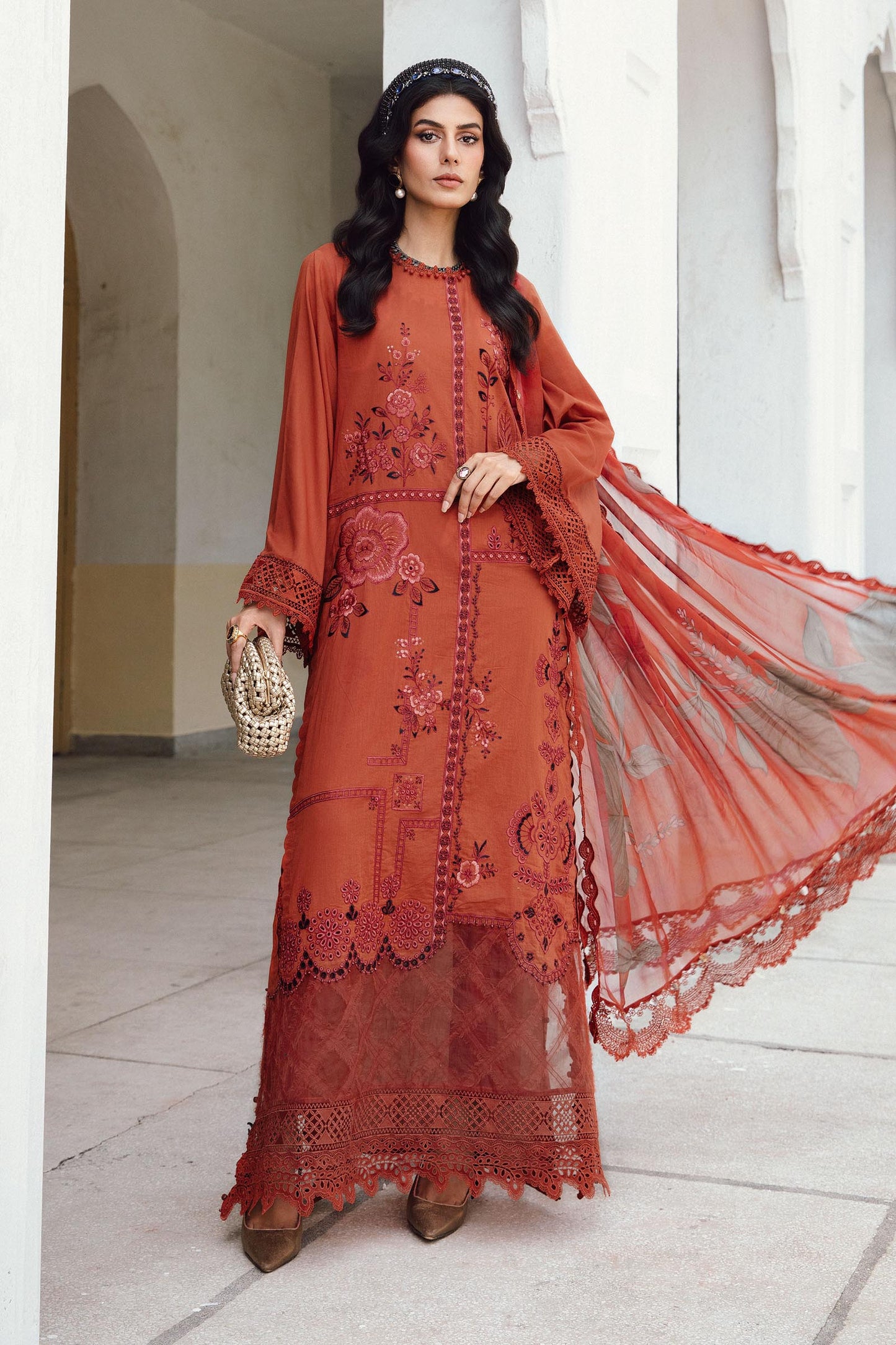 MARIA B. -  M. Prints 3 Piece Unstitched Embroidered Cambric Suit | MPT-2701-B