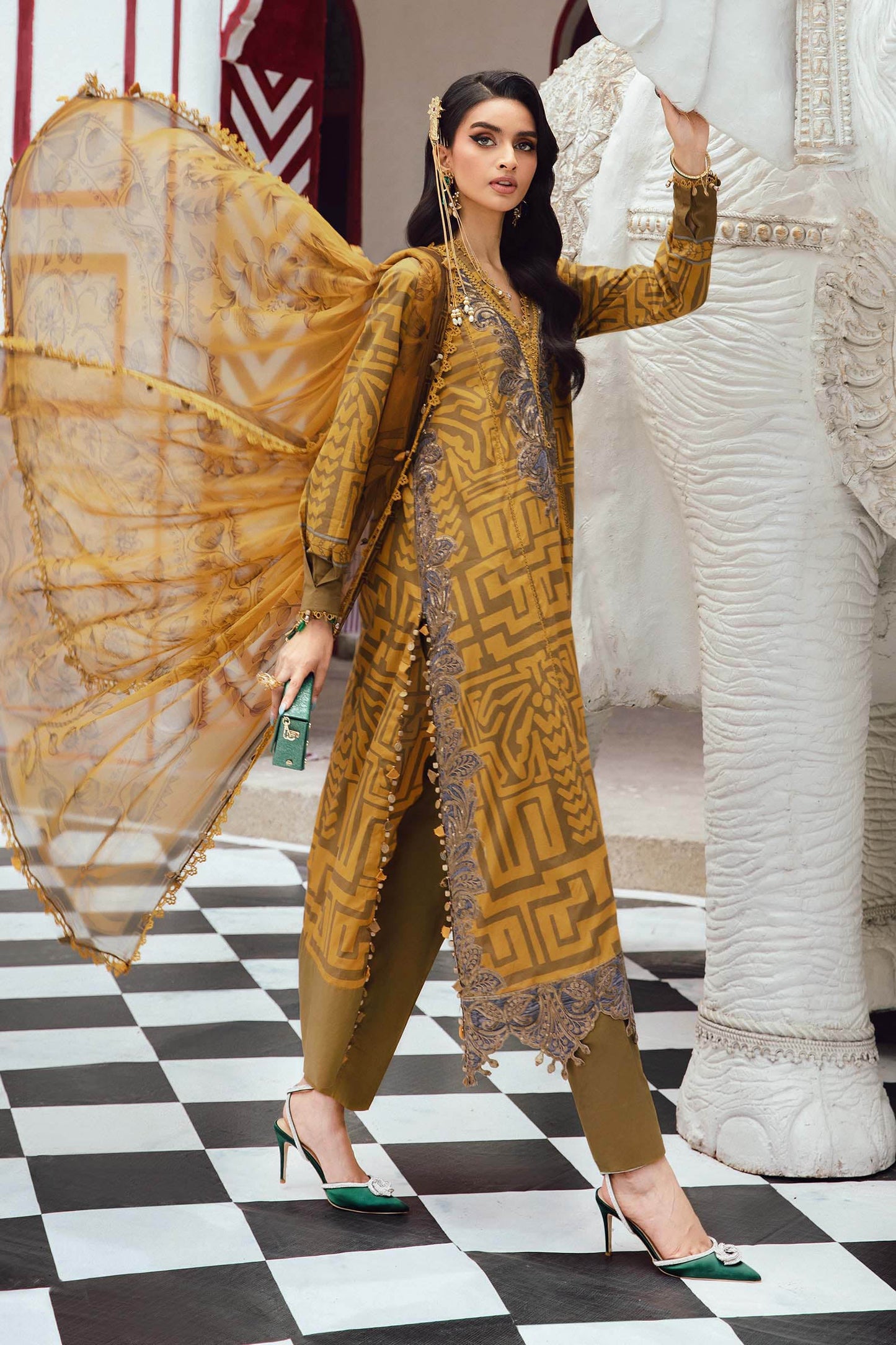 MARIA B. -  M. Prints 3 Piece Unstitched Embroidered Cambric Suit | MPT-2703-A