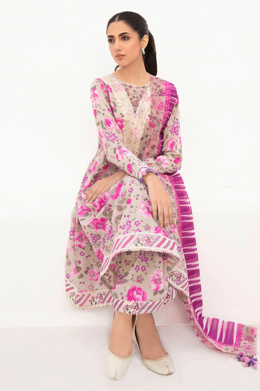 Delia by Jazmin Summer Embroidered Lawn  D-08