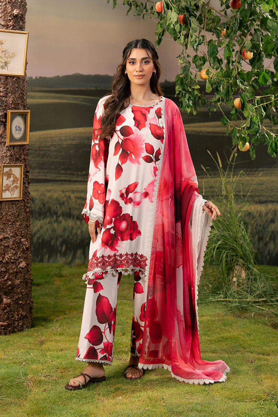 M. Basic by MARIA. B. 3 Pc Unstitched Embroidered Arabic Lawn Suit | MB-PFUS25-01B