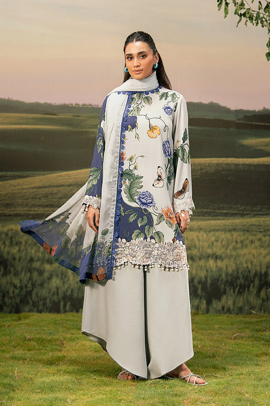 M. Basic by MARIA. B. 3 Pc Unstitched Embroidered Arabic Lawn Suit | MB-PFUS25-07B