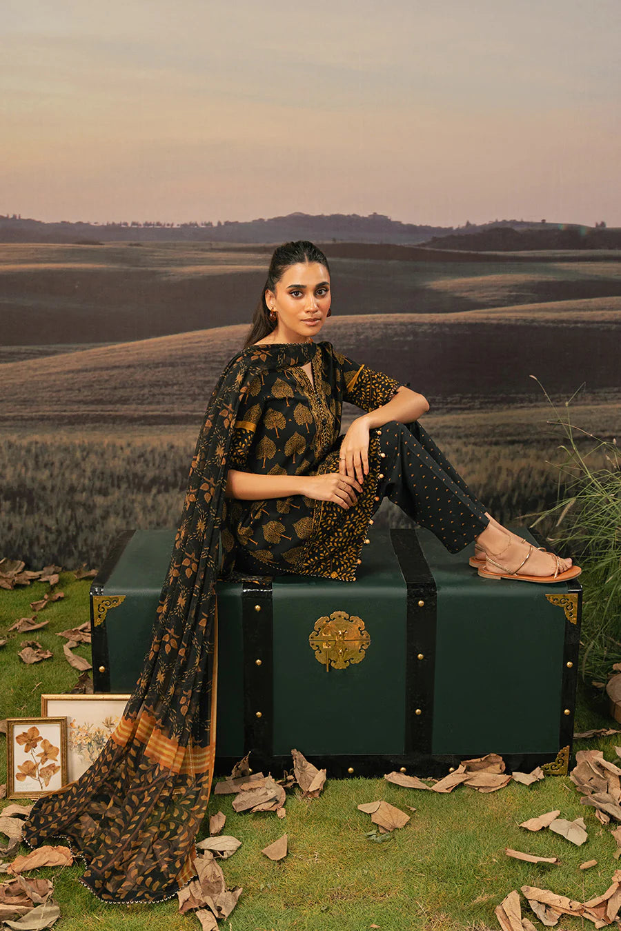 M. Basic by MARIA. B. 3 Pc Unstitched Embroidered Arabic Lawn Suit | MB-PFUS25-03B