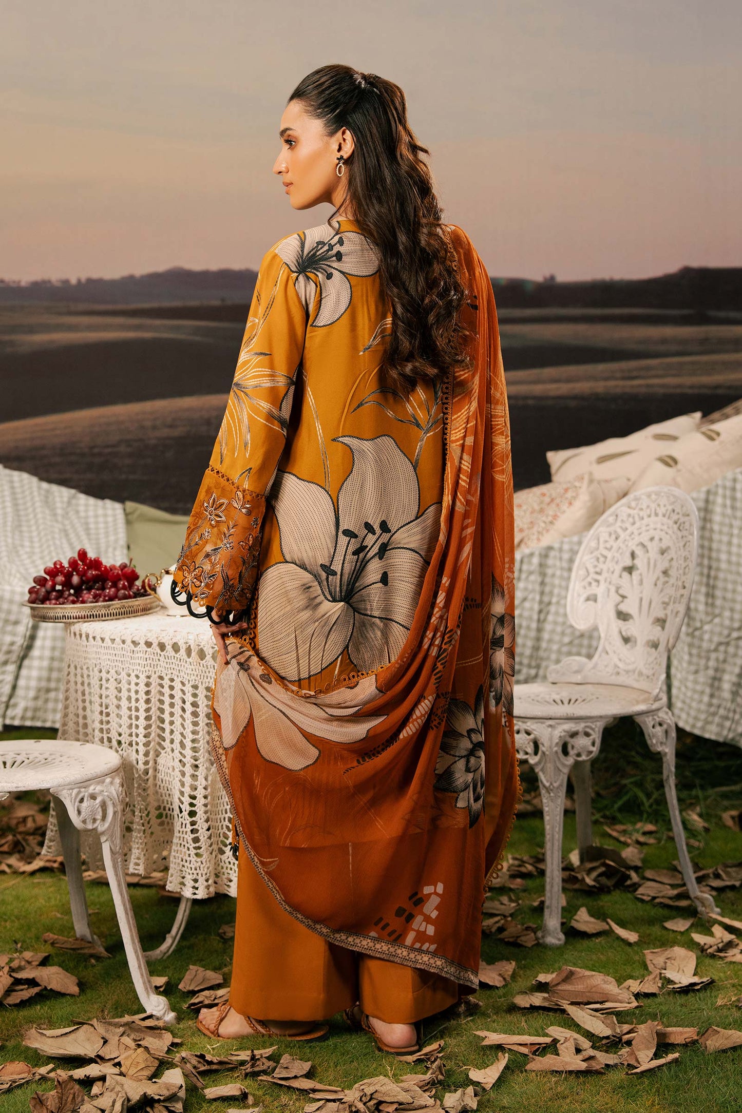 M. Basic by MARIA. B. 3 Pc Unstitched Embroidered Arabic Lawn Suit | MB-PFUS25-08A