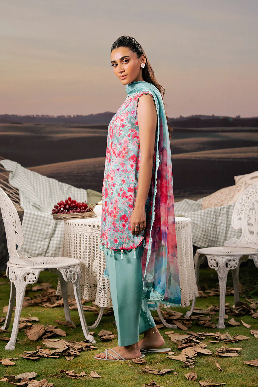M. Basic by MARIA. B.  3 Pc Unstitched Embroidered Arabic Lawn Suit | MB-PFUS25-10A