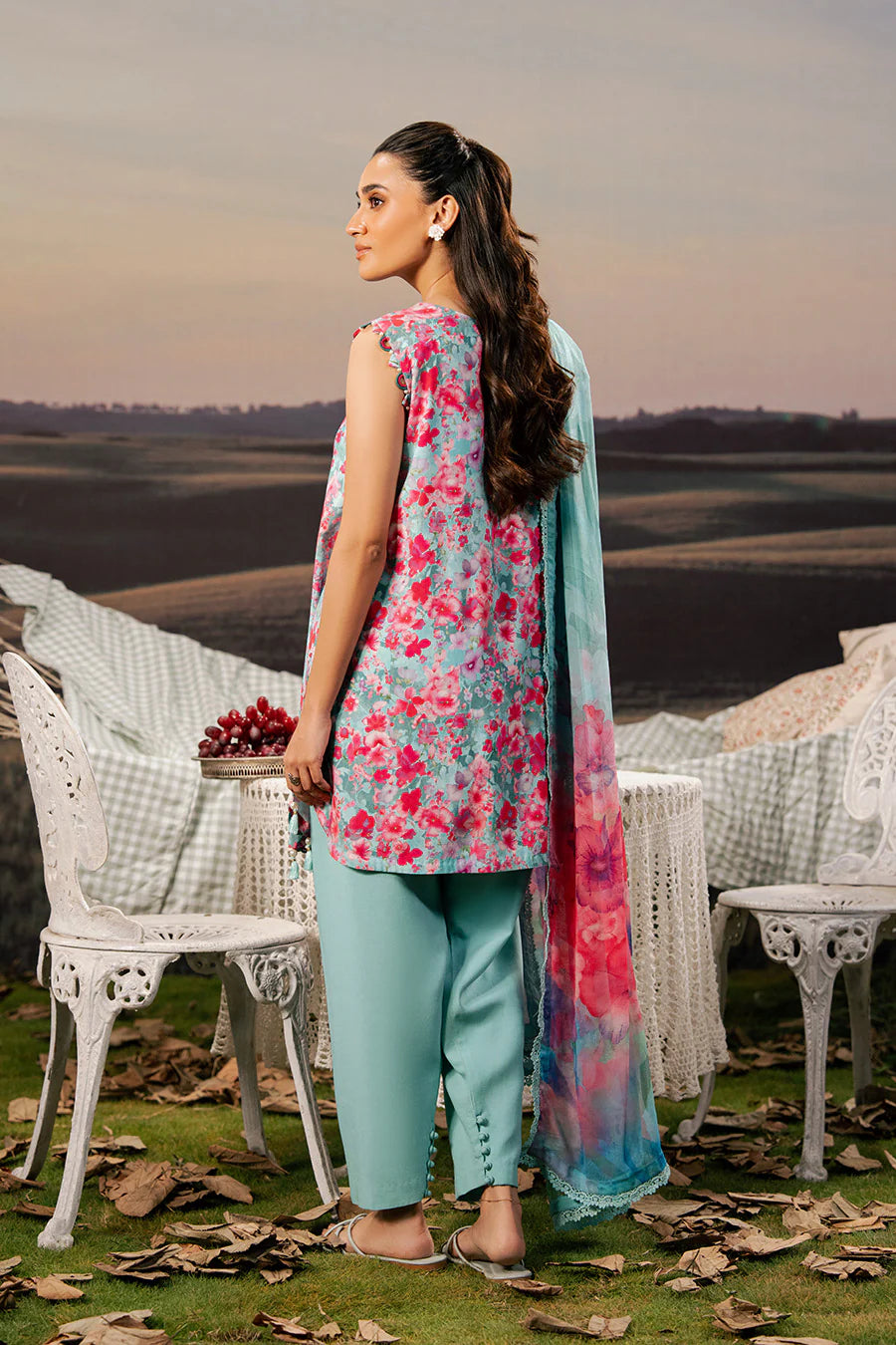 M. Basic by MARIA. B.  3 Pc Unstitched Embroidered Arabic Lawn Suit | MB-PFUS25-10A