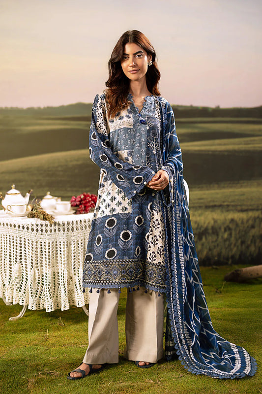 M. Basic by MARIA. B. 3 Pc Unstitched Embroidered Arabic Lawn Suit | MB-PFUS25-02A