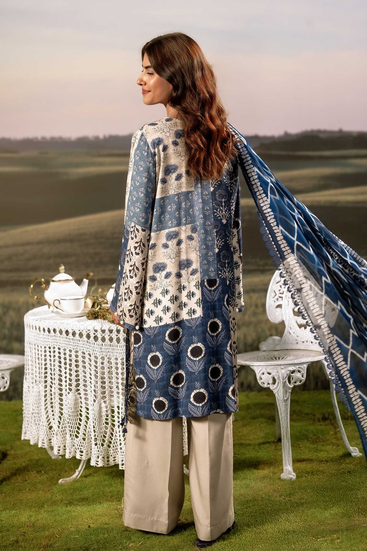 M. Basic by MARIA. B. 3 Pc Unstitched Embroidered Arabic Lawn Suit | MB-PFUS25-02A