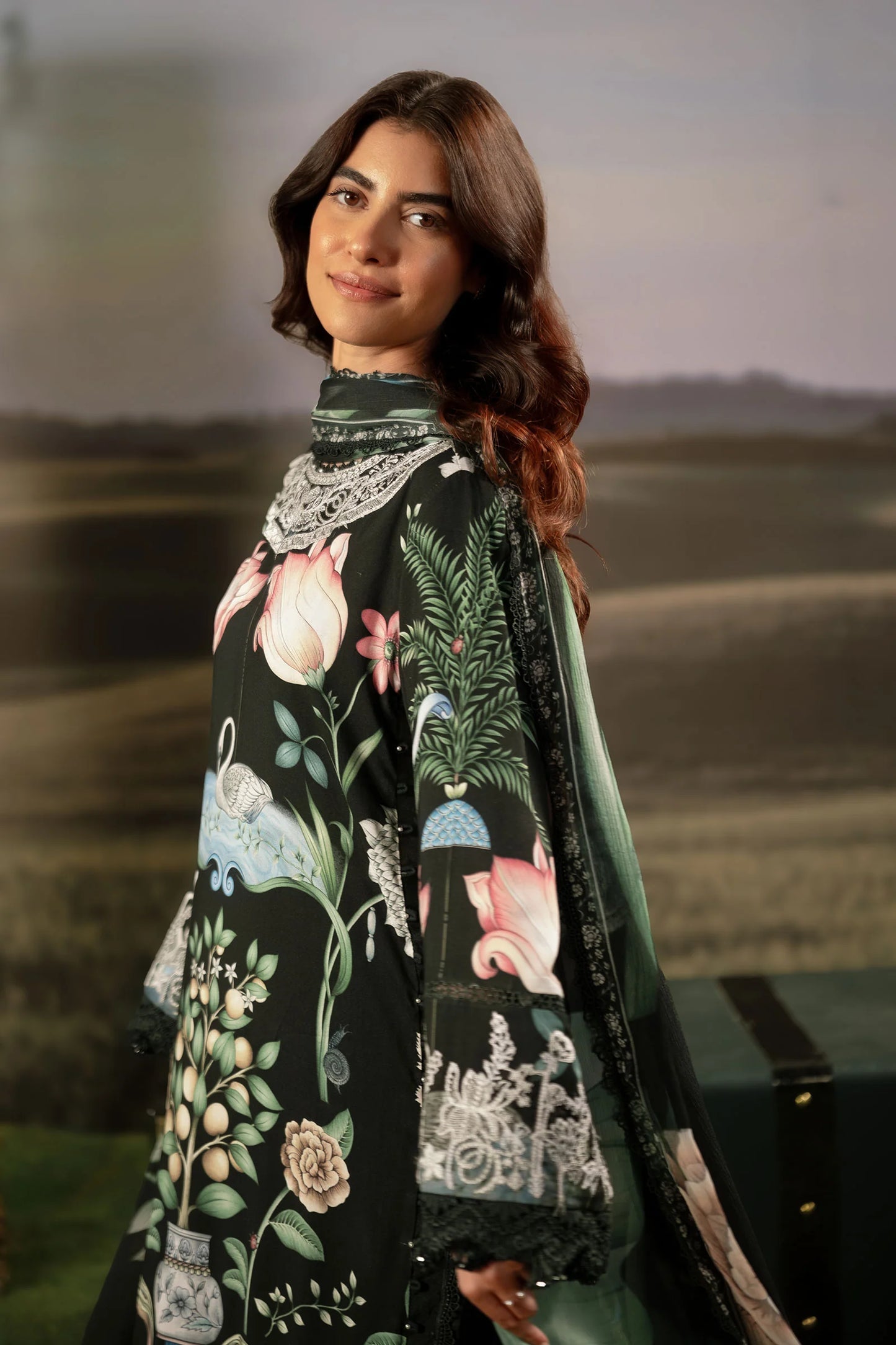 M. Basic by MARIA. B. 3 Pc Unstitched Embroidered Arabic Lawn Suit | MB-PFUS25-04A
