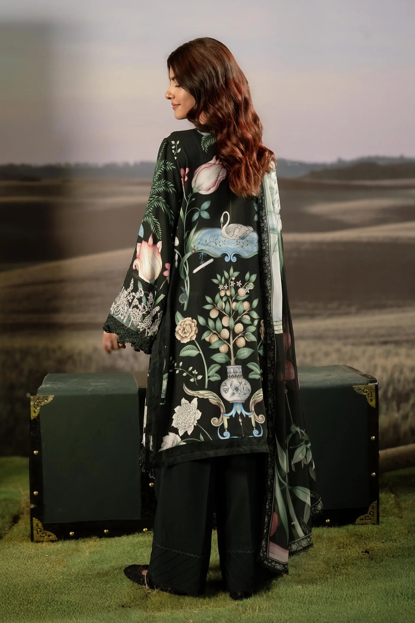 M. Basic by MARIA. B. 3 Pc Unstitched Embroidered Arabic Lawn Suit | MB-PFUS25-04A