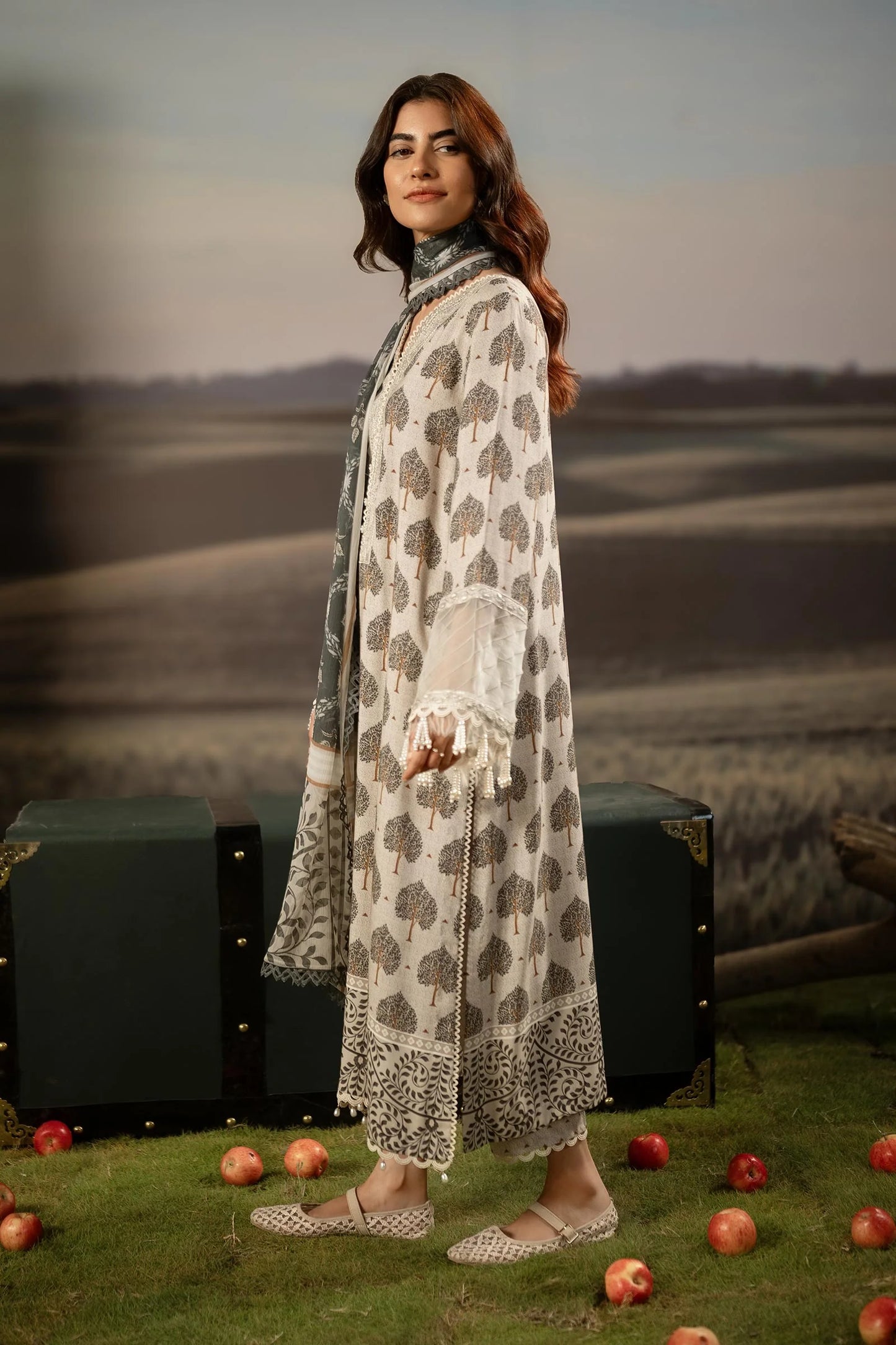 M. Basic by MARIA. B. 3 Pc Unstitched Embroidered Arabic Lawn Suit | MB-PFUS25-03A